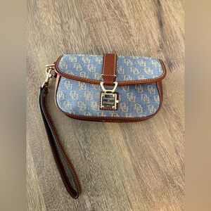 Dooney & Bourke Denim Blue and Leather Brown Wristlet